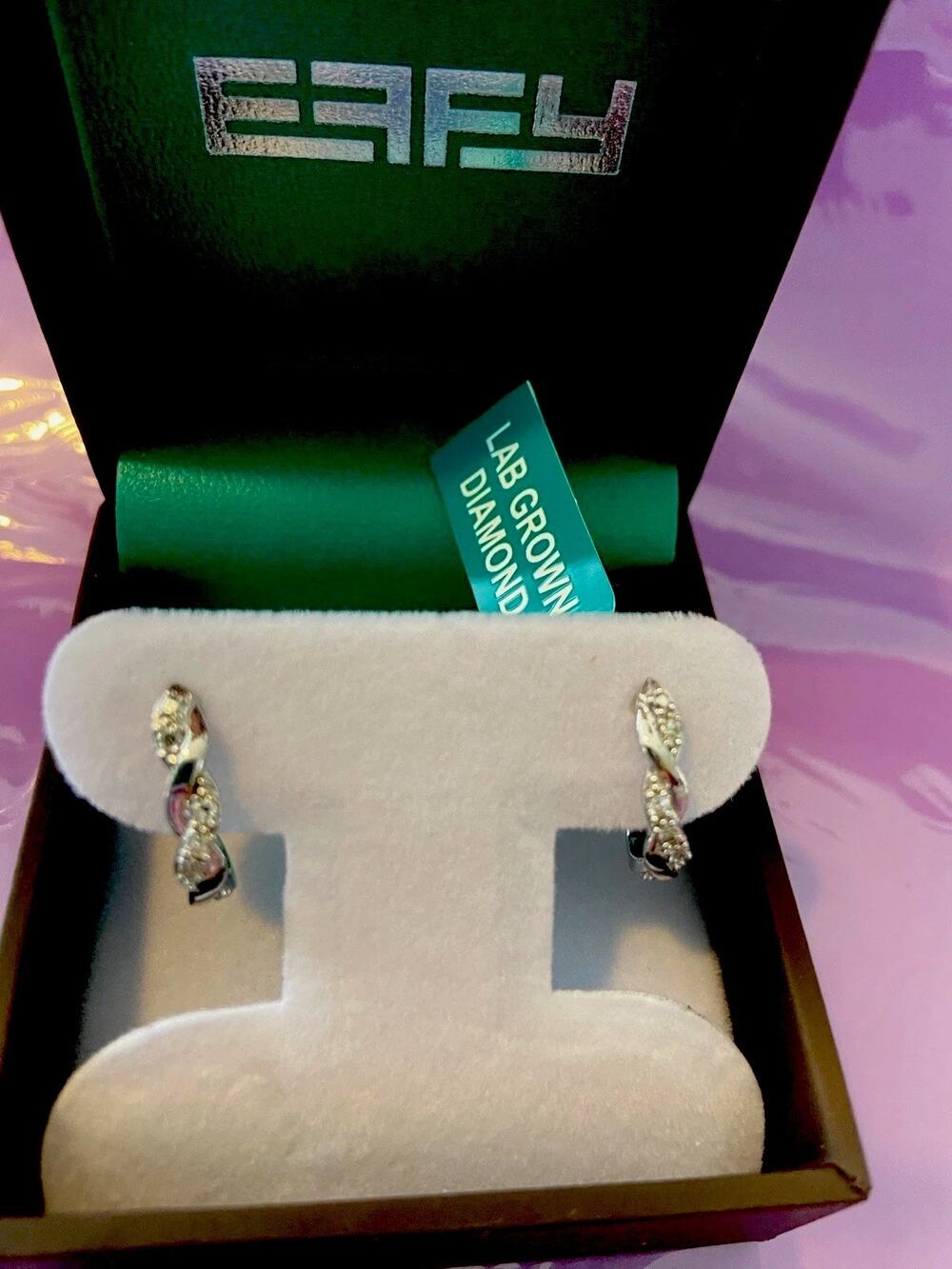 NEW! Effy Silver & Diamond Hoop Earrings/ A Great Gift ! 🎁